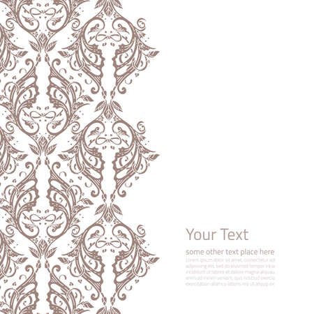 Vector ornate background with copy space, coffee brown floral ornament isolated on white pageのイラスト素材