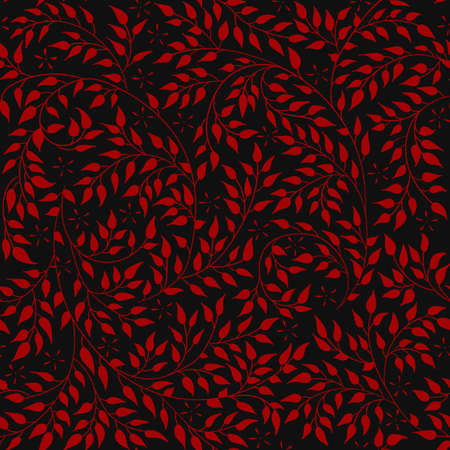 Floral seamless pattern - vector illustration of detailed ornament of plant twigs and curled branchesのイラスト素材