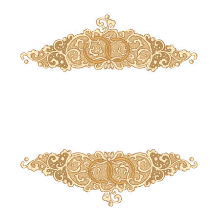 Vintage vector wedding stationery background with medieval ornament and ringsのイラスト素材