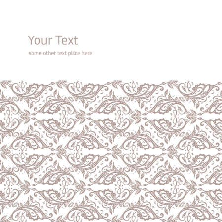 Vector ornate background with copy space, coffee brown floral ornament isolated on white pageのイラスト素材