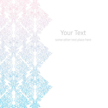 Vector ornate border boho background with copy space isolated on whiteのイラスト素材