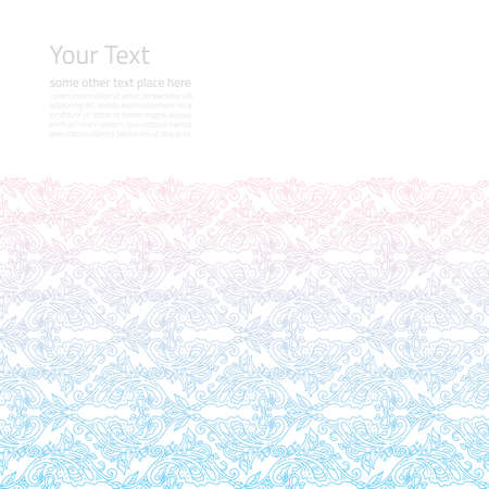 Vector ornate border boho background with copy space isolated on whiteのイラスト素材