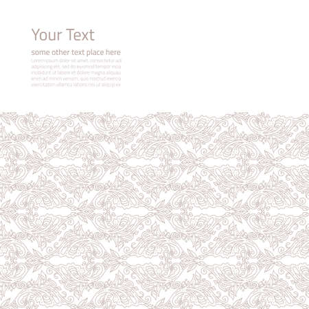 Vector ornate background with copy space, coffee brown floral ornament isolated on white pageのイラスト素材