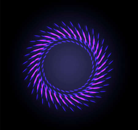 Vector background with shining lights as firework or glowing neon particlest abstract round frame with black background.のイラスト素材