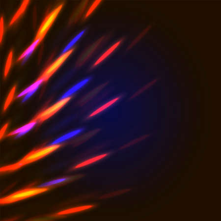 Vector mystic illustration of bright bokeh shining flares of street evening lights, fireworks and disco ball sparkles with copy spaceのイラスト素材