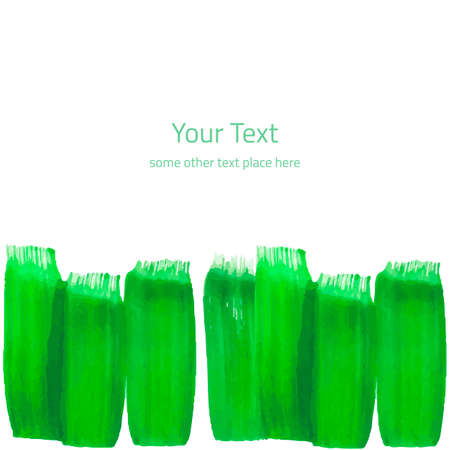 Save the date vector template for cards, hand drawn watercolor greenery brush stroke - invitations, posters, cards template - trendy green paint strokes.のイラスト素材