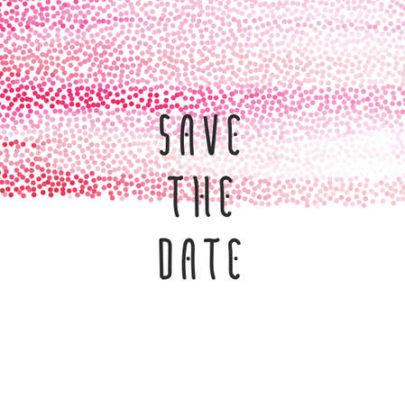 Vector illustration of creative dotted pink background with Save the Date inscription - invitation template in peach pink colorsのイラスト素材