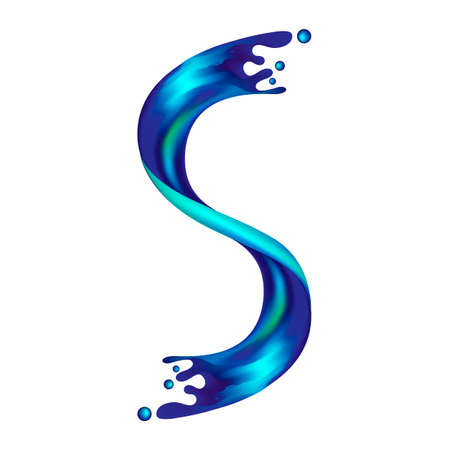 Vector abstract splash of water floating in the air, blue liquid wave isolated on whiteのイラスト素材