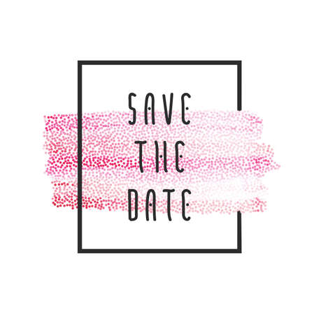 Vector illustration of creative dotted pink background with Save the Date inscription - invitation template in peach pink colorsのイラスト素材
