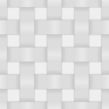 Abstract white wicker background made of silver ribbons - white texture seamless background with transparent shadows and 3d volume effectのイラスト素材