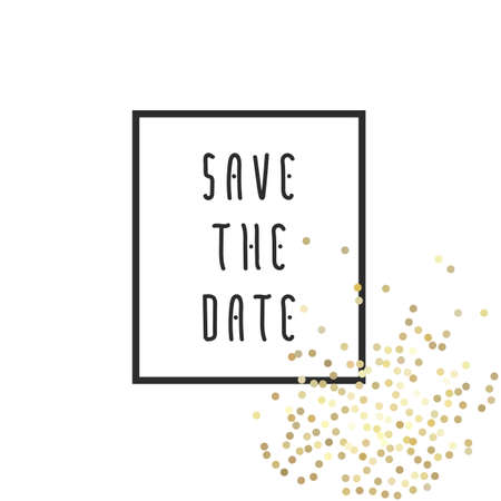 Save the date vector illustration for cards with golden glitter on background, for invitations and posters.のイラスト素材