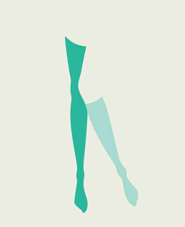 illustration in mid century pop art poster style - pinup woman legs in mismatching socks and stockings in green and blueのイラスト素材
