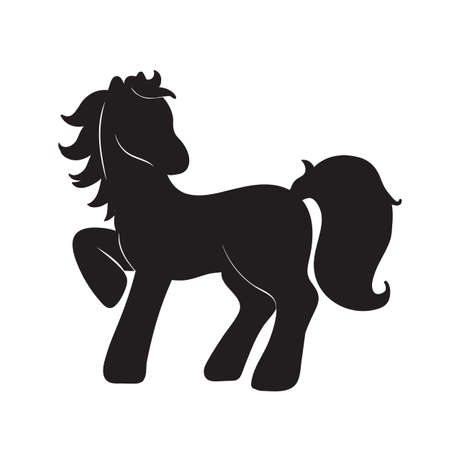 illustration of horse black silhouette, cartoon style isolated on whiteのイラスト素材