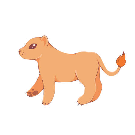 illustration of a cute lioness in cartoon korean or japanese mascot style isolated on whiteのイラスト素材