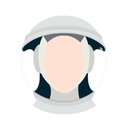 Astronaut flat portrait avatar in spacesuit glass helmet in space isolated on whiteのイラスト素材