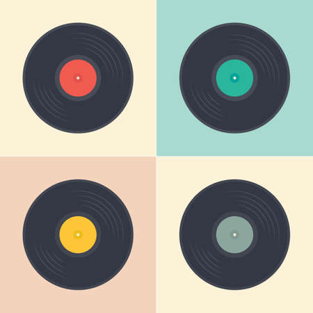 Vinyl records seamless pattern retro music albums in pop art style vector collection illustrationのイラスト素材