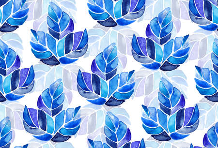 Seamless  pattern background maple leaves painted on white, endless artistic textile ornament...