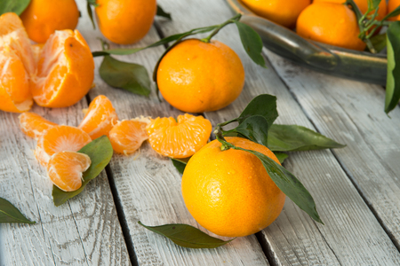 A bright fresh mandarinsの写真素材