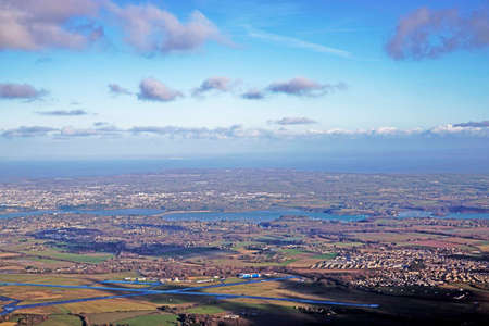 aerial view atlantic ocean, marsh and loire river