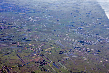 aerial view atlantic ocean, marsh and loire riverの写真素材
