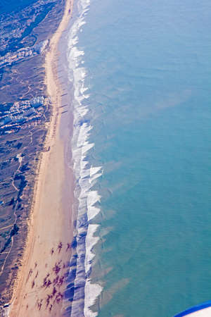 aerial view atlantic ocean, marsh and loire riverの写真素材