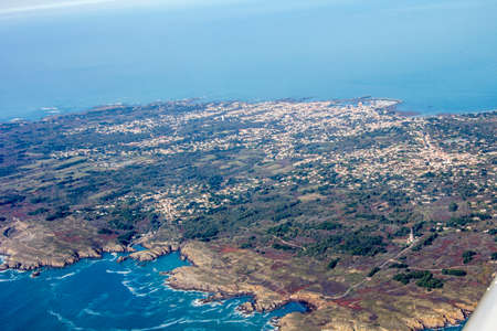 aerial view atlantic ocean, marsh and loire riverの写真素材