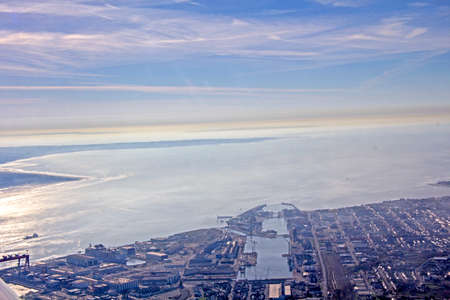 Arial Loire view, Atlantic ocean and marshの写真素材