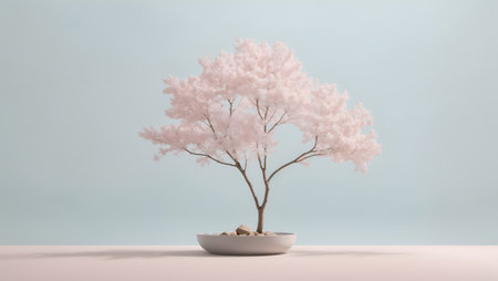 Minimalist concept with a clean, monochromatic background in a shade of calming pink, reminiscent of nature and renewal. With copy space.の素材