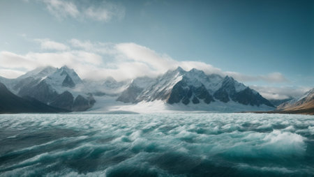 Mesmerising mountains, sea and valleys landscape. Beautiful nature concept. Environmental protection idea. Copy space.の素材