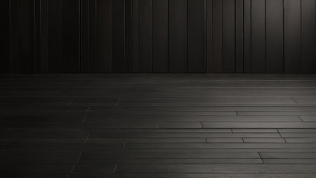 Black wooden pattern and tiles background. Minimal abstract natural background concept. With copy space.の素材