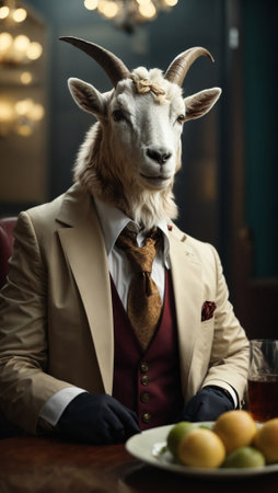 Anthropomorphic animal in a suit. Animal protection and rescue idea and concept. Copy space.の素材