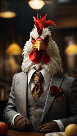 Anthropomorphic animal in a suit. Animal protection and rescue idea and concept. Copy space.の素材