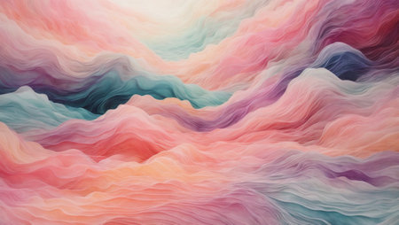 Pastel watercolor waves background. Design and style concept. Party and imagination idea. Copy space.の素材