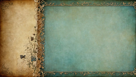 Bordered journal scrapbook page with ornaments. Album or notebook concept. Copy space for text.の素材