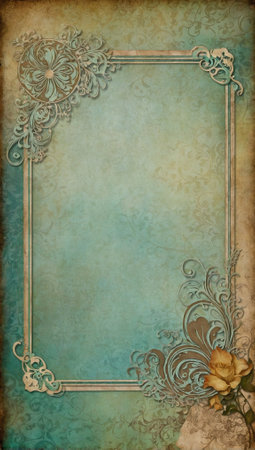 Bordered journal scrapbook page with ornaments. Album or notebook concept. Copy space for text.の素材