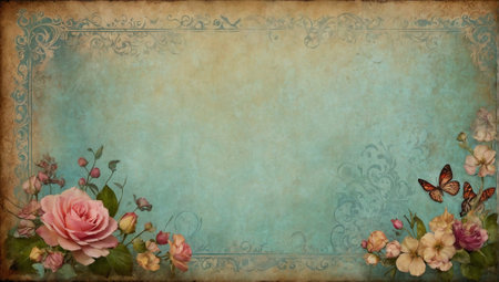 Bordered journal scrapbook page with ornaments. Album or notebook concept. Copy space for text.の素材