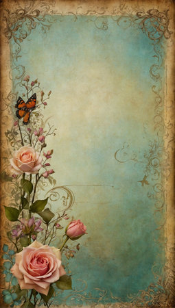 Bordered journal scrapbook page with ornaments. Album or notebook concept. Copy space for text.の素材