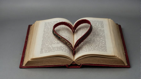 Love story books with roses. Minimal abstract reading and learning concept. Love for literature idea. Copy space,の素材