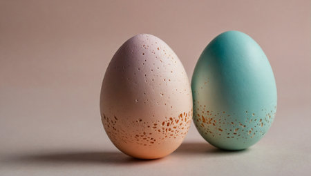 Easter eggs background. Minimal abstract holidays concept. With copy space.の素材