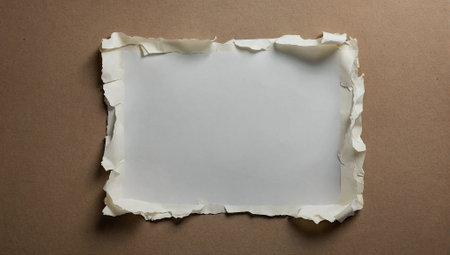 Torn blank paper on neutral background. Copy space for text or product placement concept.の素材