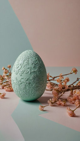 Easter eggs background. Minimal abstract holidays concept. With copy space.の素材