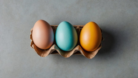 Easter eggs background. Minimal abstract holidays concept. With copy space.の素材