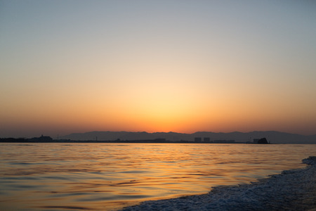 Boat in sunsetの写真素材