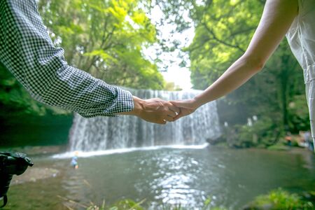 Waterfall in Kumamoto Prefecture, famous for Japanese TV commercialsの写真素材