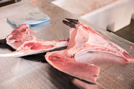 Japanese tuna dismantling show held at Hakata Station