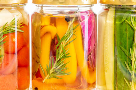 Colorful pickles of delicious summer vegetablesの写真素材