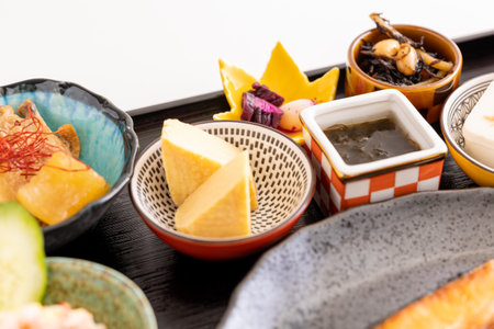 Colorful Japanese cuisine, breakfast, set mealsの写真素材