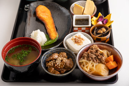 Colorful Japanese cuisine, breakfast, set mealsの写真素材