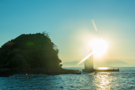 Sunrise View of Hakata Bay, Fukuoka, Japanの写真素材