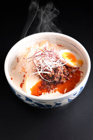 Chinese cuisine, spicy dandan noodles arranged in Japanの写真素材